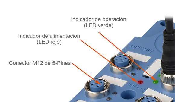 Operation Indicator (Green LED), Power Indicator (Red LED), 5-Pin M12 Connector