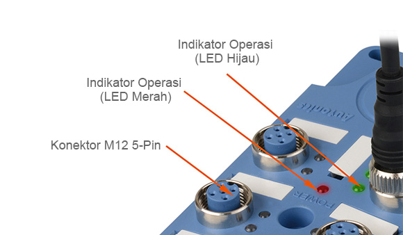 Indikator Operasi (LED Hijau), Indikator Operasi (LED Merah), Konektor M12 5-Pin