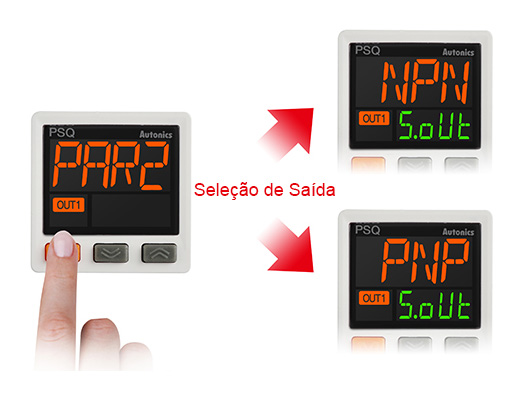 Alterna entre saída NPN e PNP Coletor Aberto Com Configurações de Parâmetros