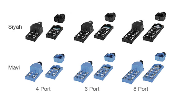 Siyah, Mavi: 4Port, 6Port, 8Port