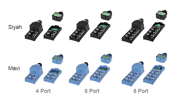 Siyah, Mavi: 4Port, 6Port, 8Port