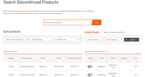 Search for Discontinued Products and Replacement Models